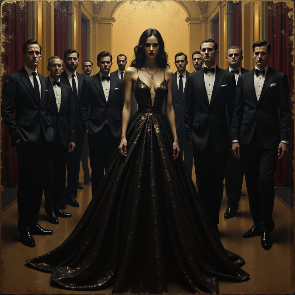 Princess with Mafia in Noir Renaissance Style