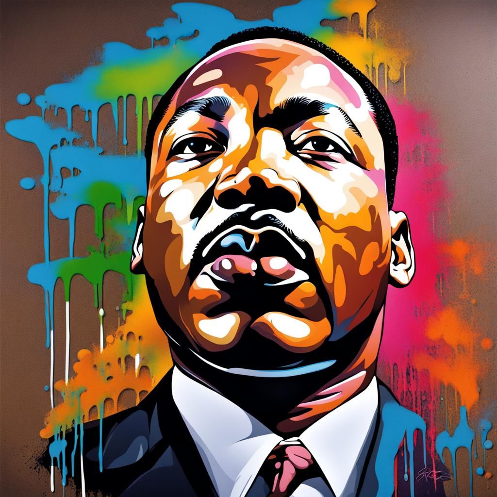 MLK Jr. Graffiti Art in Polychromatic Street Style