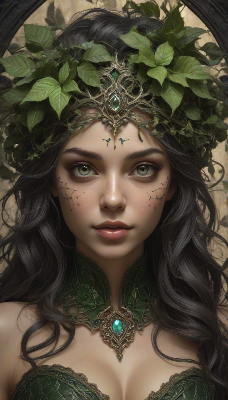 Ethereal Dark Alley Vixen in Airbrush Art Deco Style