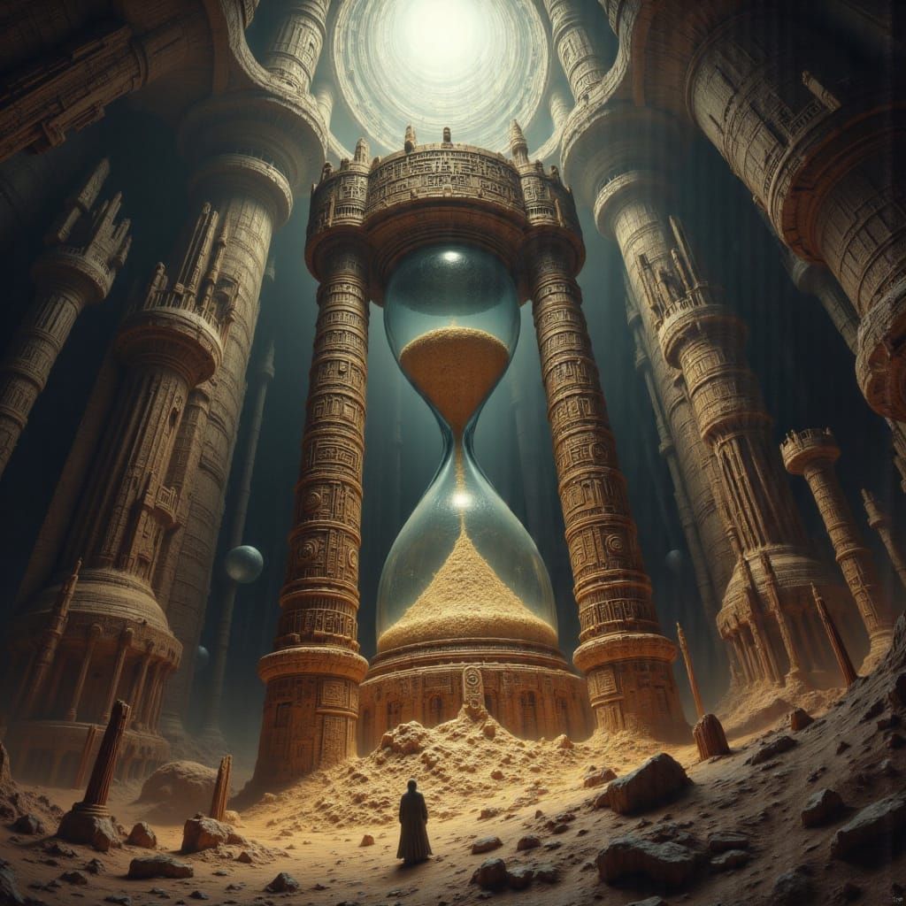 Surreal Monolithic Hourglass of Forgotten Ages