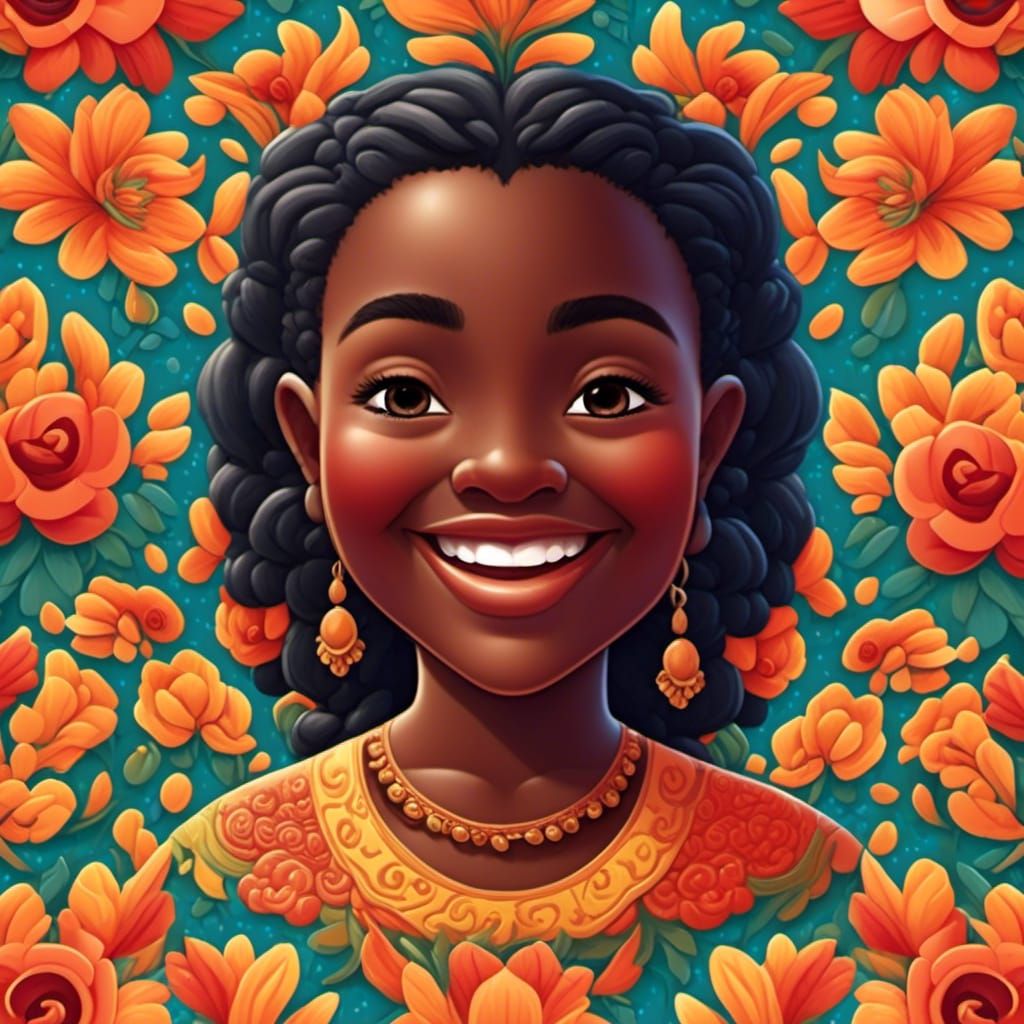 Smiling Woman in Botero Style, 8K Resolution