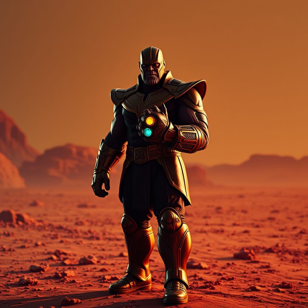Thanos on Mars with Infinity Gauntlet