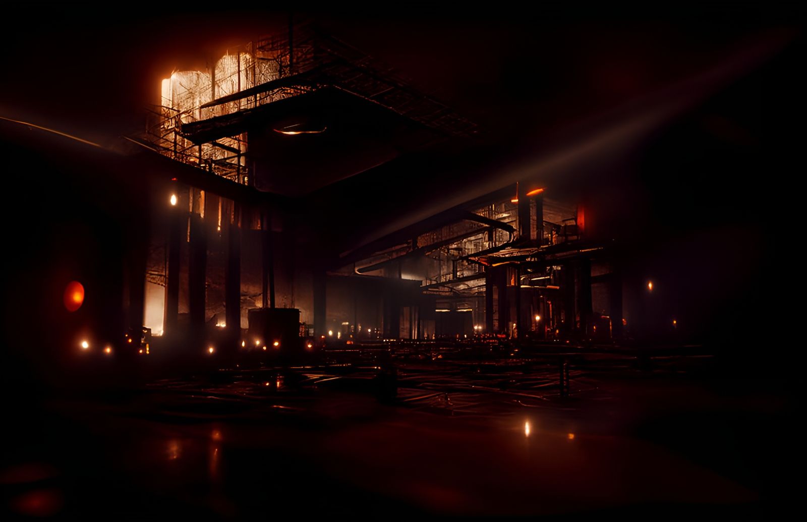 Mysterious Industrial Factory in Brutalist Photoillustration