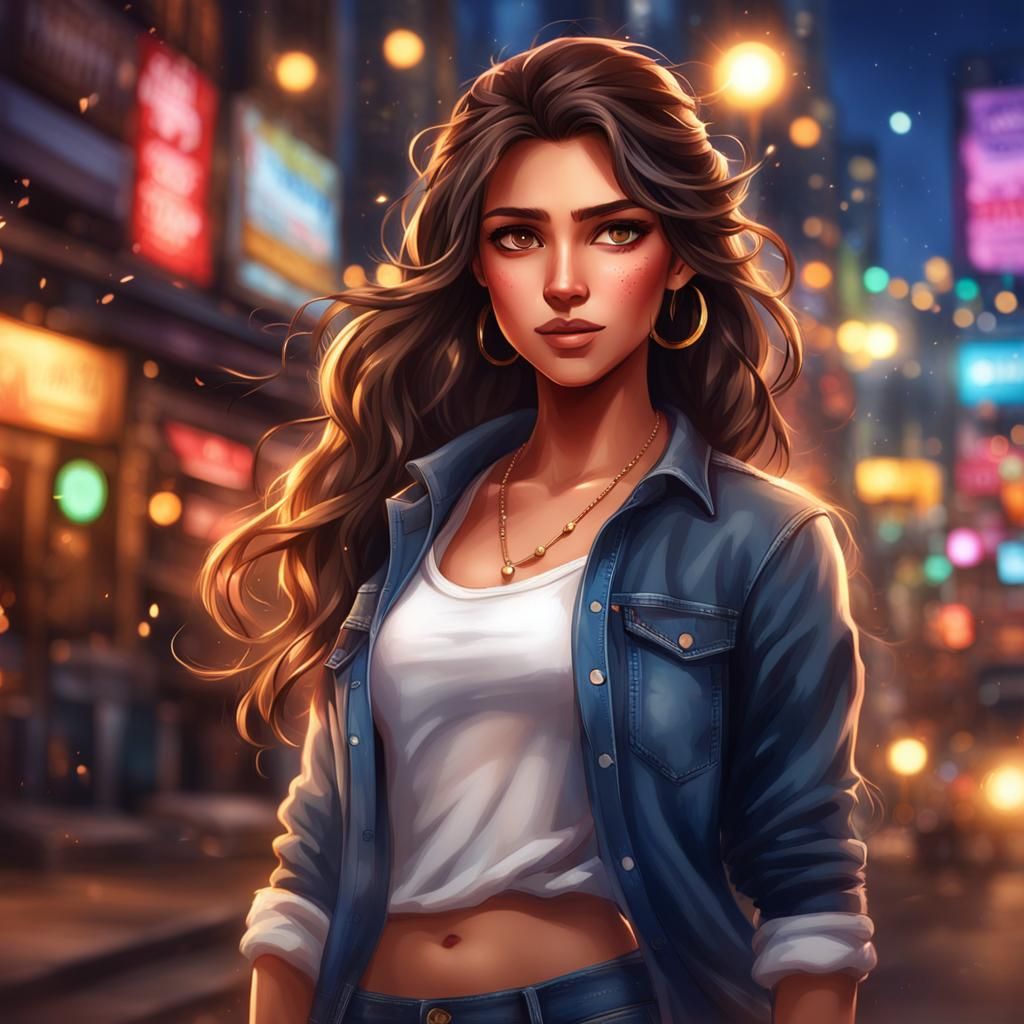 Hyperrealistic Anime Portrait of Latina Woman