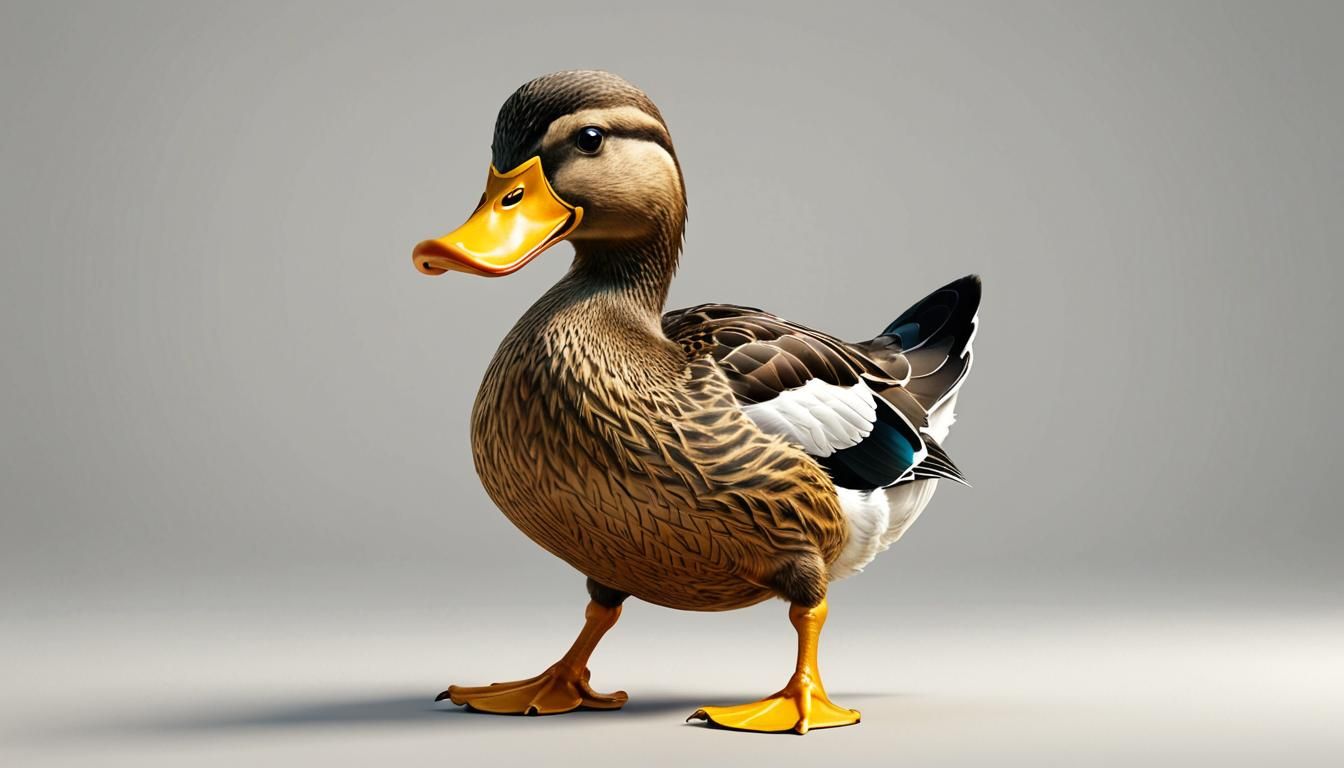 Angry Cartoon Duck Walking Away, Clean Outline