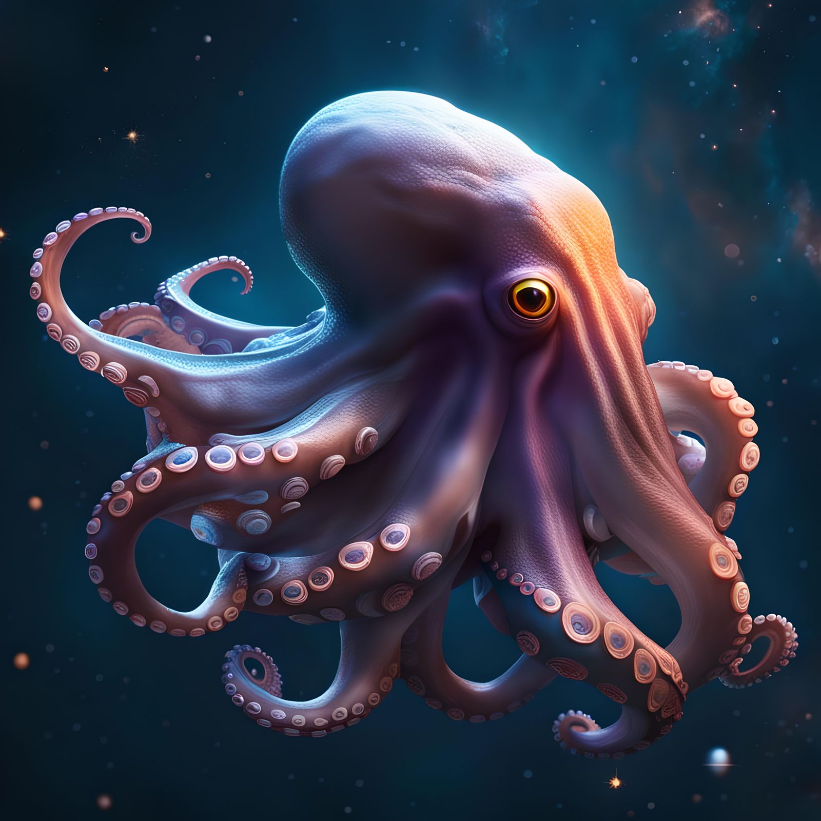 Octopus in Space: Hyperdetailed Splash Art
