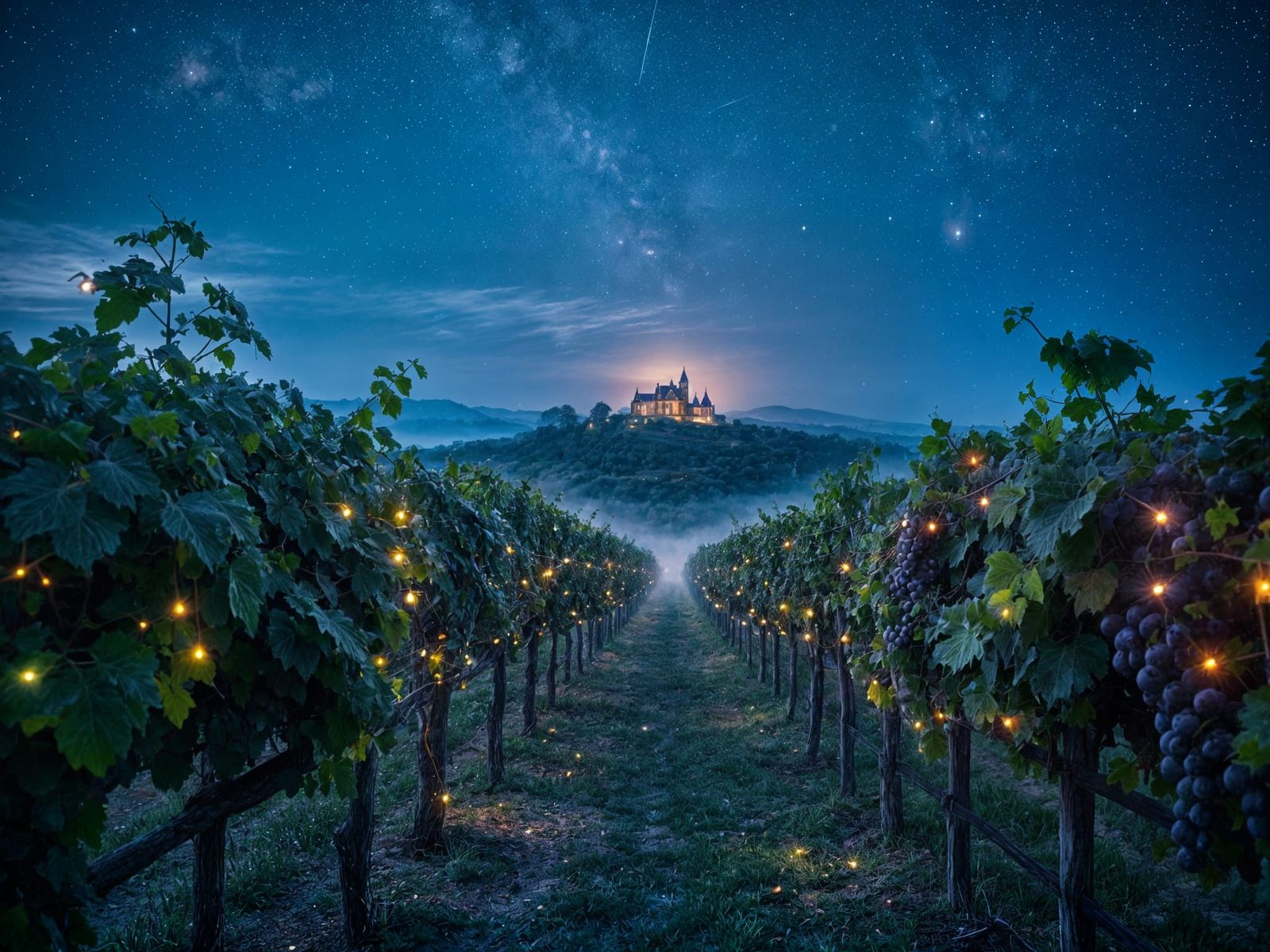 French Vineyard Dreamscape in Impressionist Style