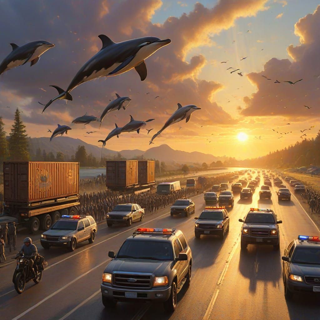 Joyful Convoy Celebrates Freedom with Dolphins and Orcas