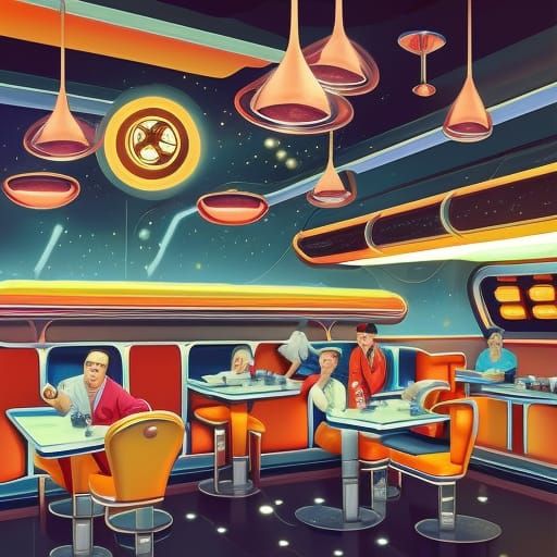 Retro-Futuristic Diner in Space: Digital Matte Painting