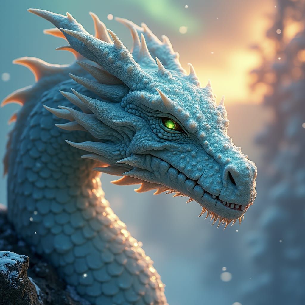 Fantasy Frost Dragon in Dark Fantasy Style