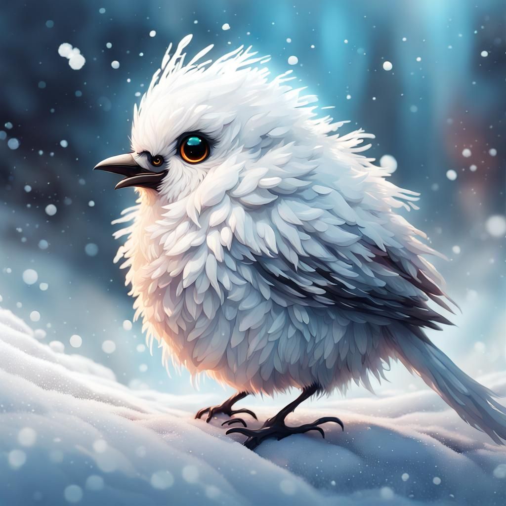Icy Winter Bird Digital Art