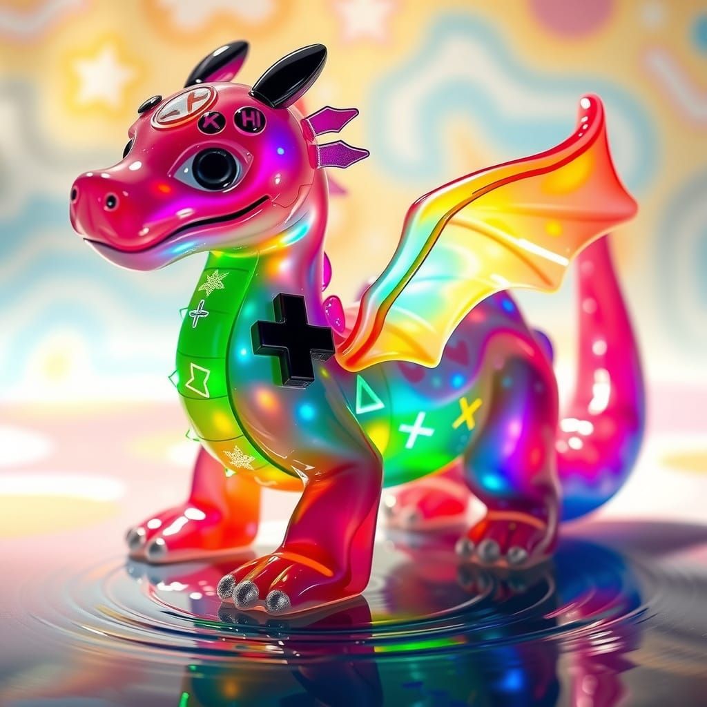 Rainbow Slime Dragon with Holographic Stickers