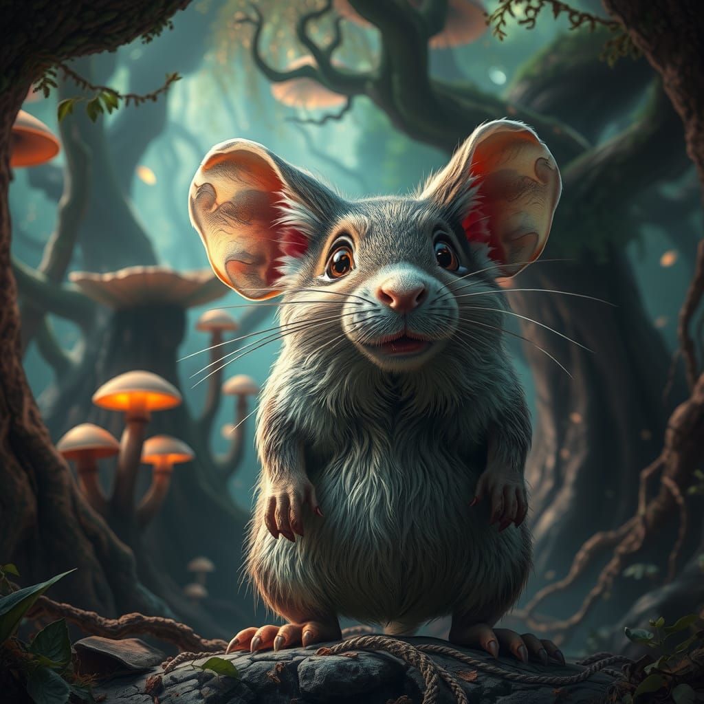Heroic Mouse in Mystical Forest Concept Art