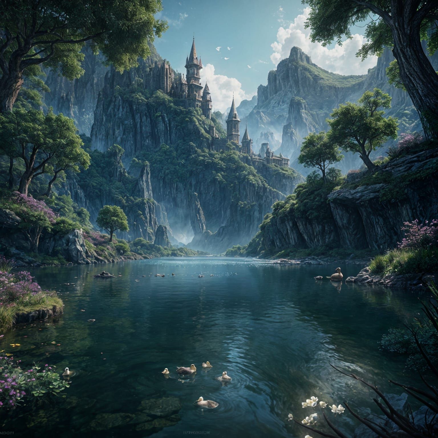 Fantastical Duck in a Lake of Wonder