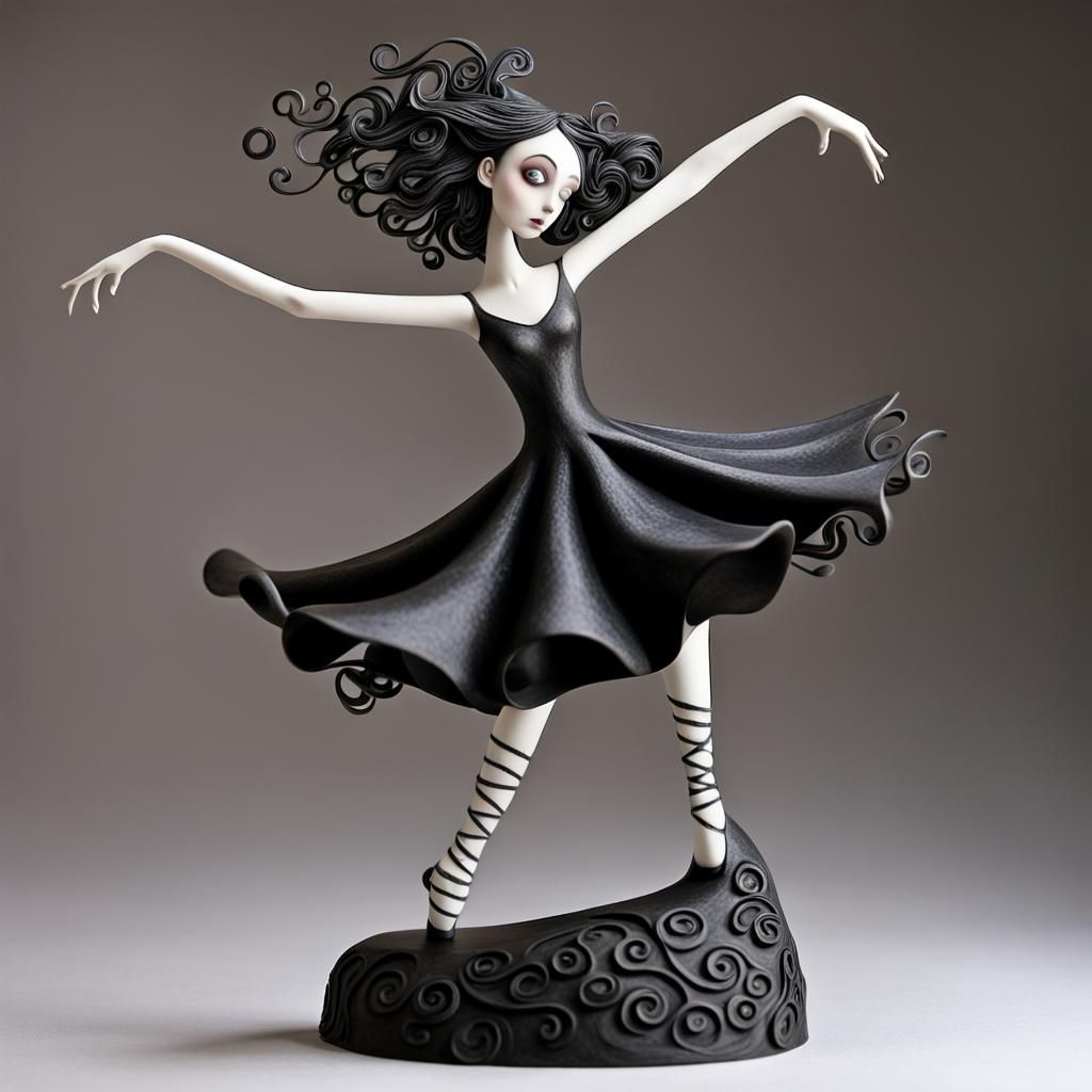 Tim Burton Style Goth Ballerina Sculpture
