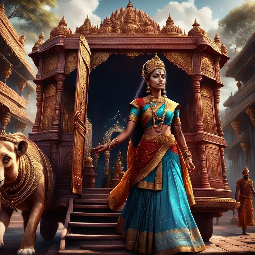 Indian Queen Emerges: Detailed Matte Painting