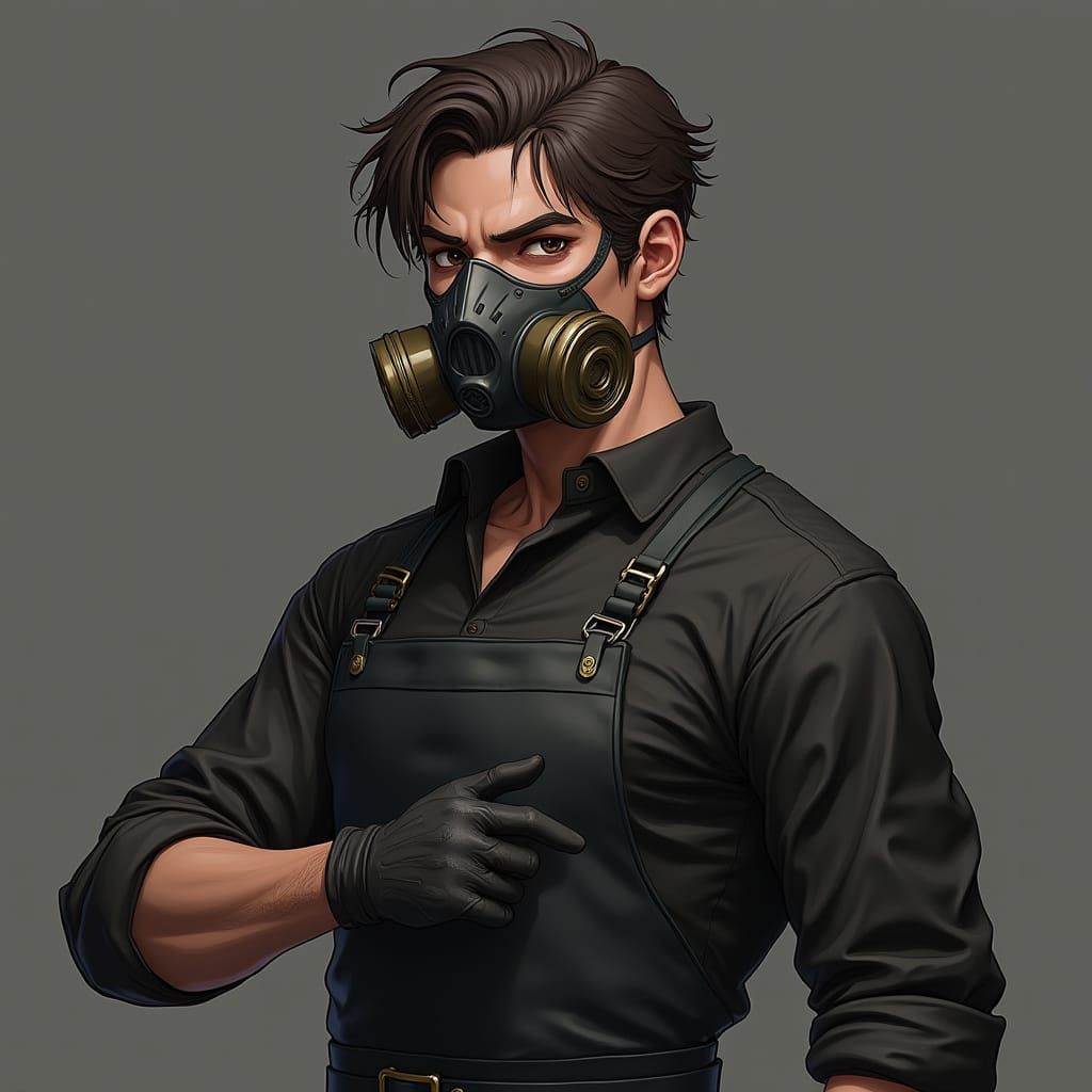 Lean Hero in Dark Cyberpunk Attire, Anime Style