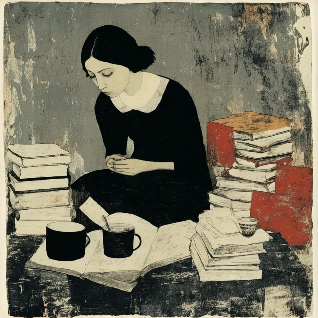 Exhausted Woman in Dark Neon Aesthetic