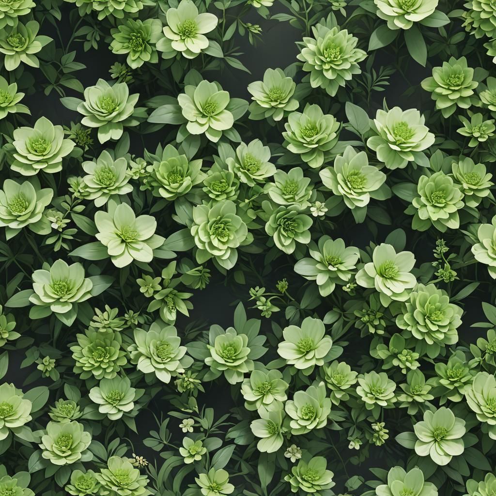 Green Flowers in Detailed 3D Anime Art