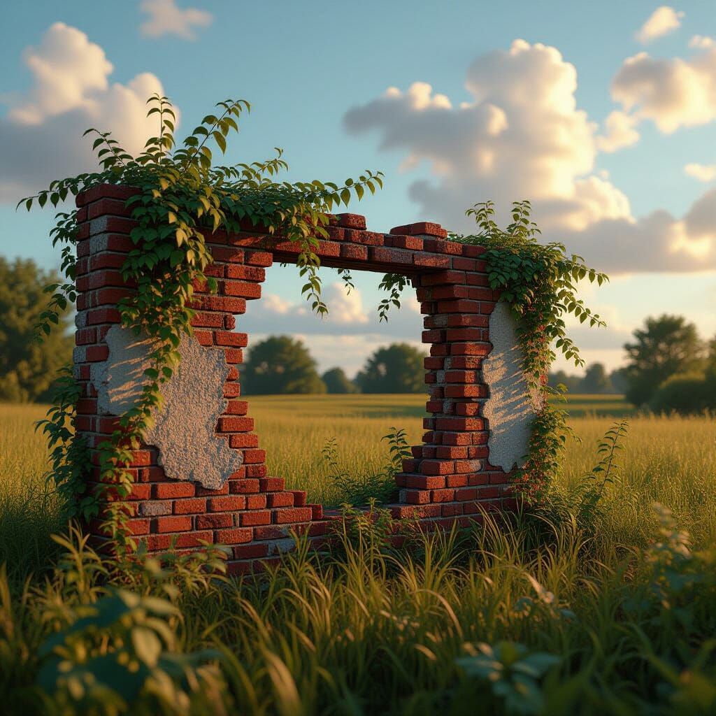 Overgrown Brick Wall Revealed After Storm