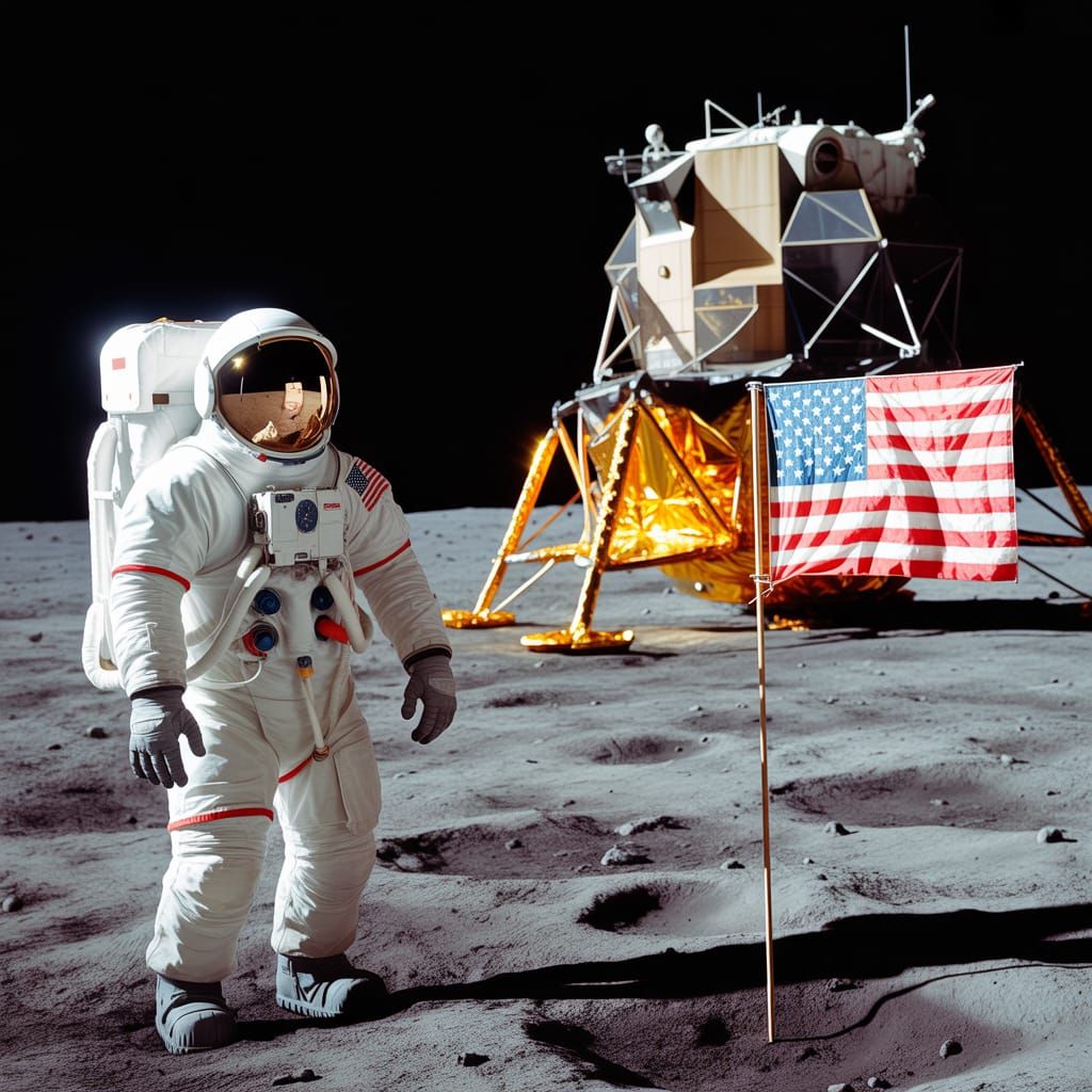 Apollo 11 Astronaut Salutes on the Moon