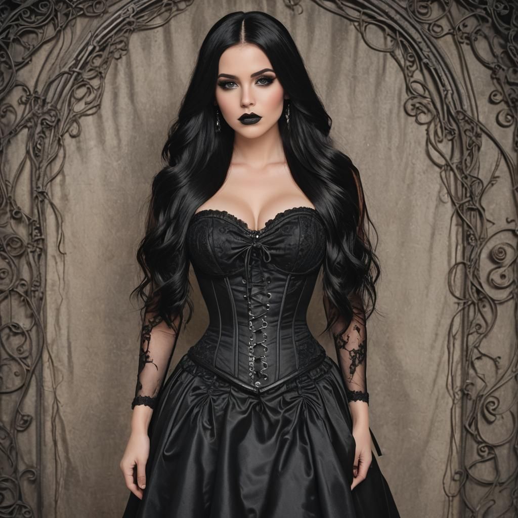 Dreamy Fairytale Woman in Gothic Corset Dress
