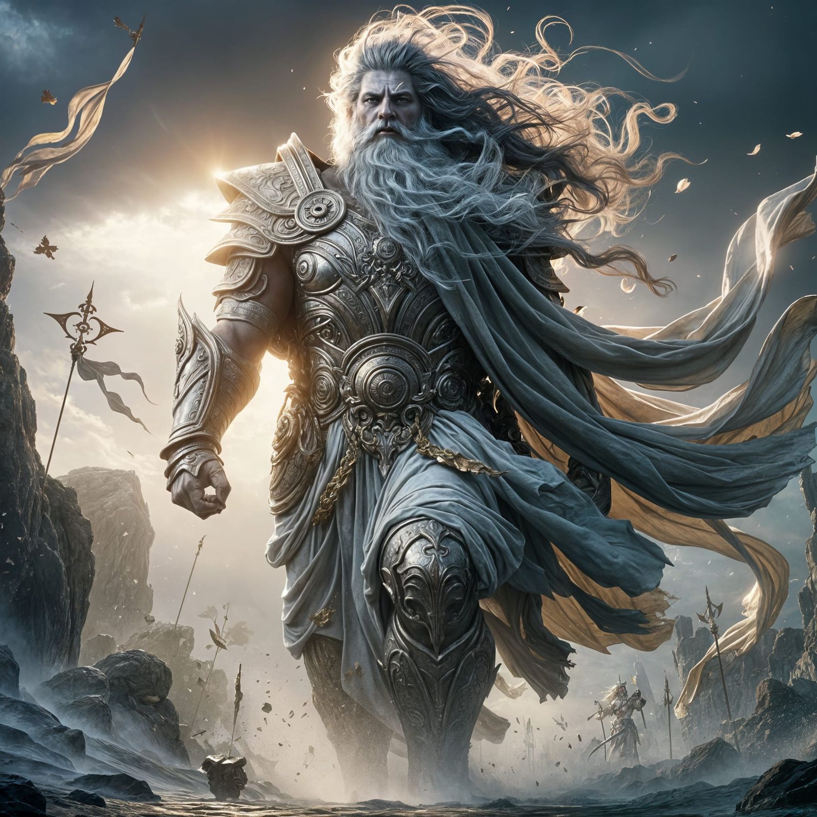 God-Like Warrior in Mythological Realism Style