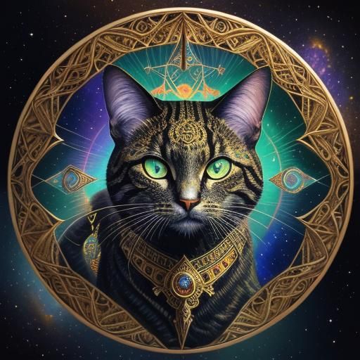 Bast, Cat Goddess in Surreal Visionary Art