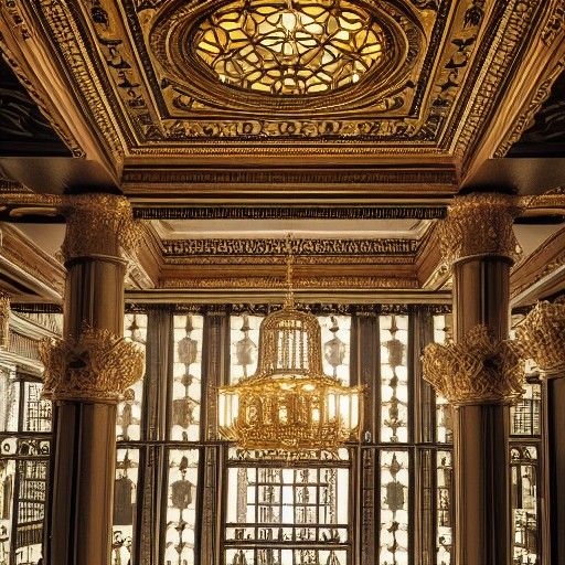 Ornate Art Deco Palace Atrium in 8K