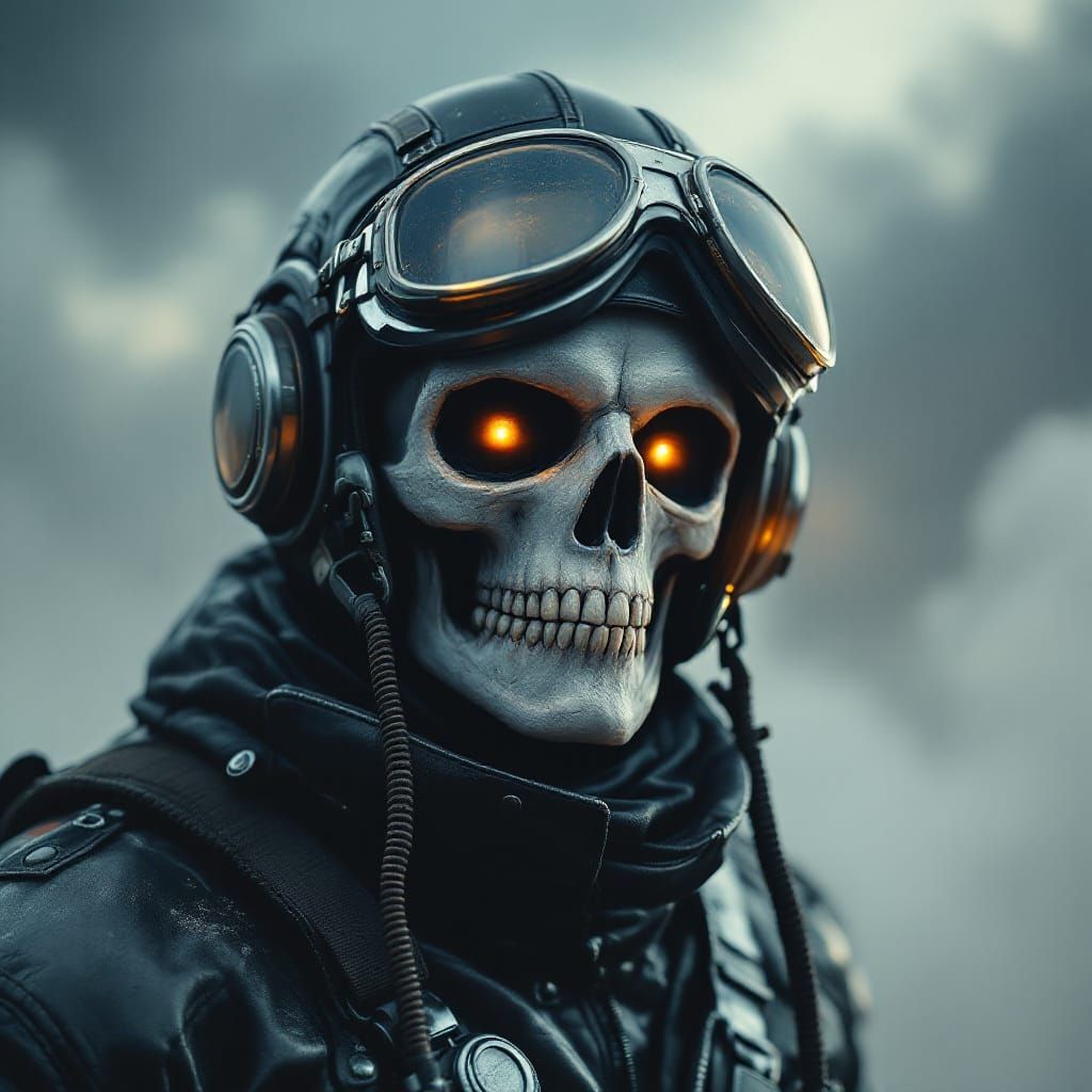 Ghostly Fighter Pilot in Hyperrealistic Cinematic Style