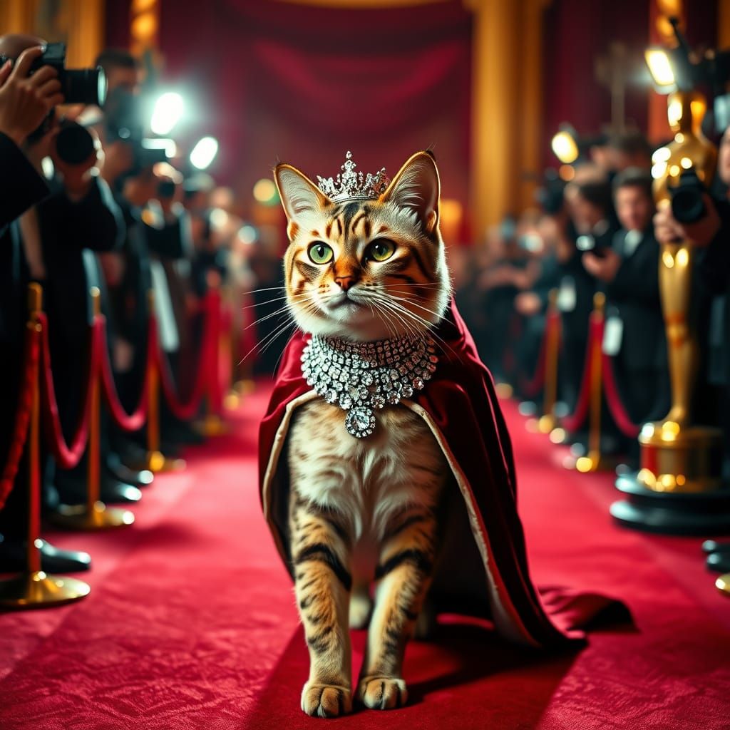 Regal Diva Cat Struts Down Hollywood Red Carpet