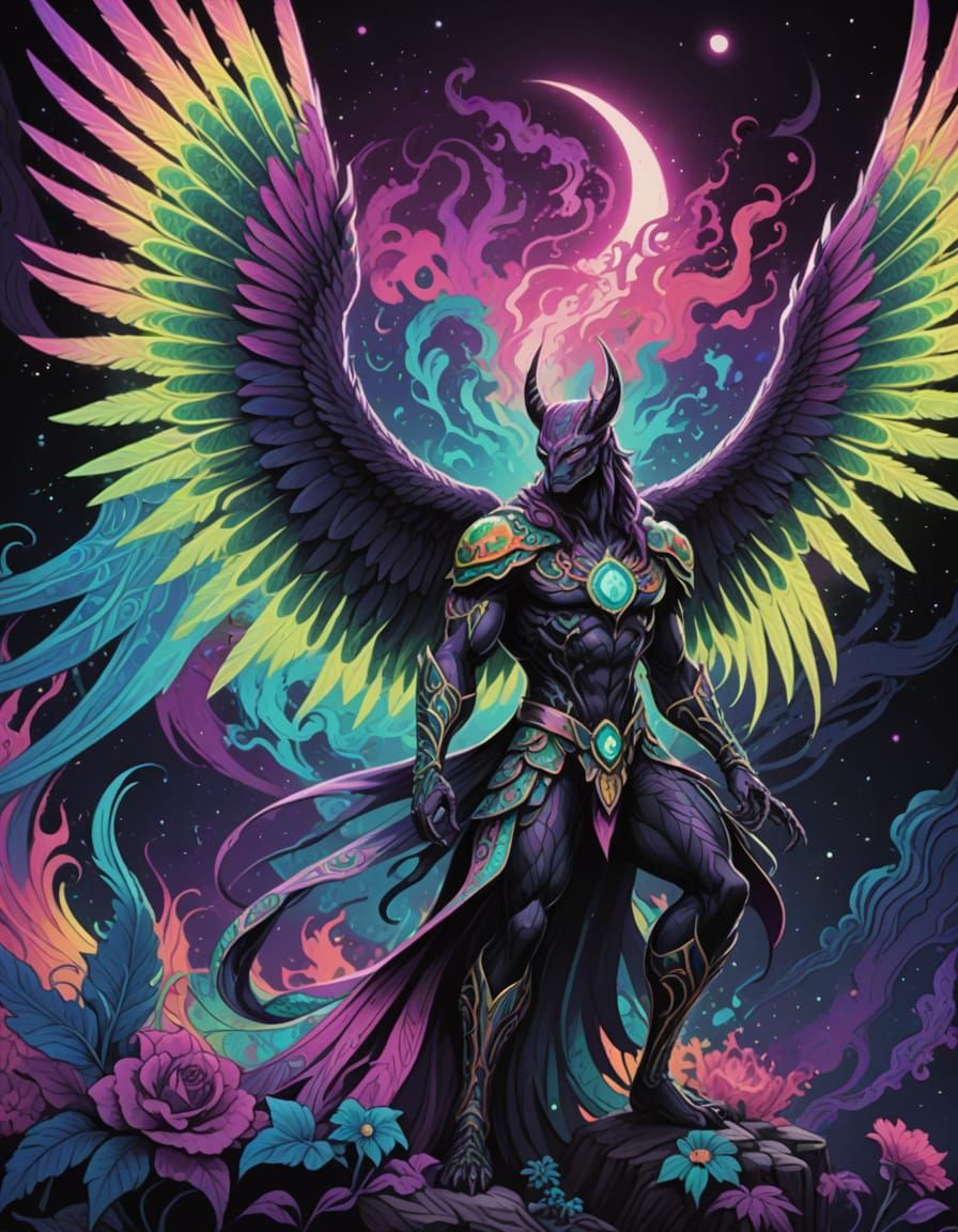 Supernatural Feline Fashionista in Vibrant Comic Book Style