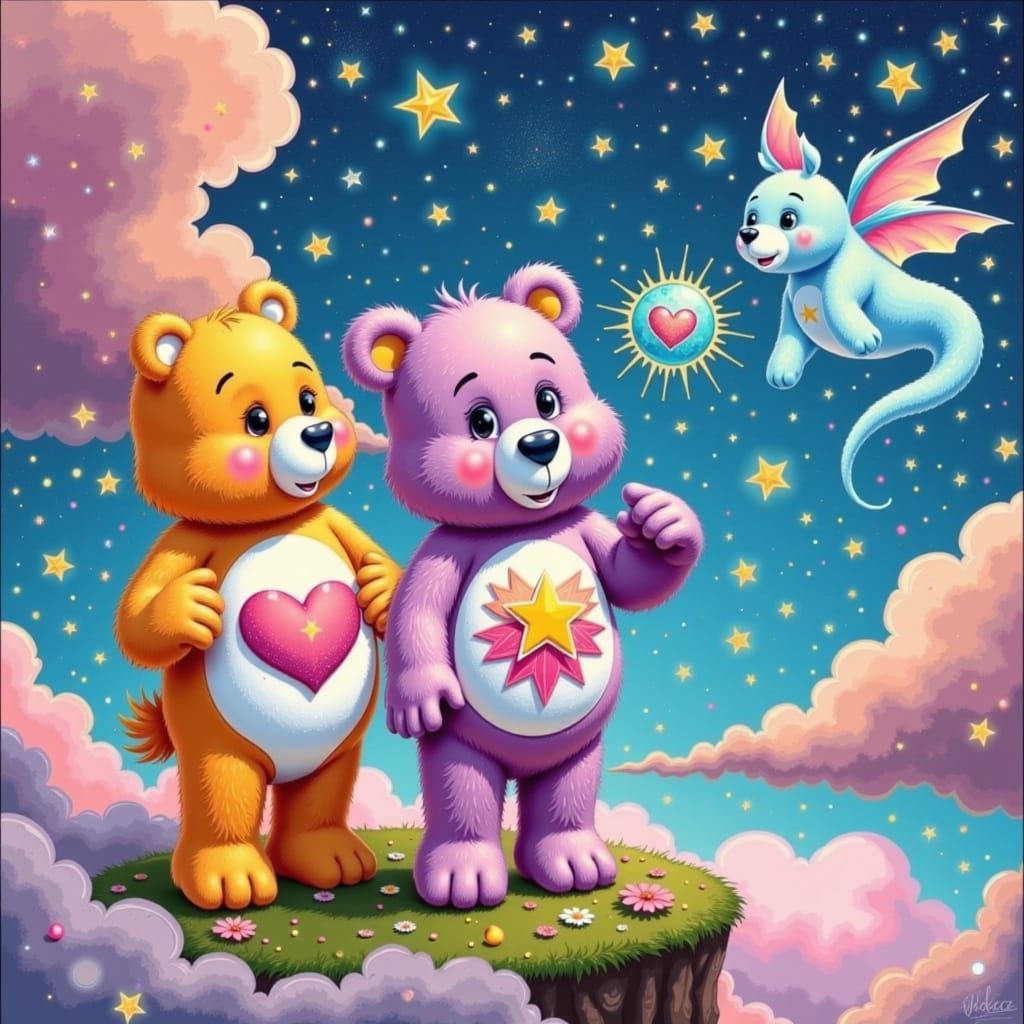 Care Bears Astrology Chart in Dreamy Illustration Style