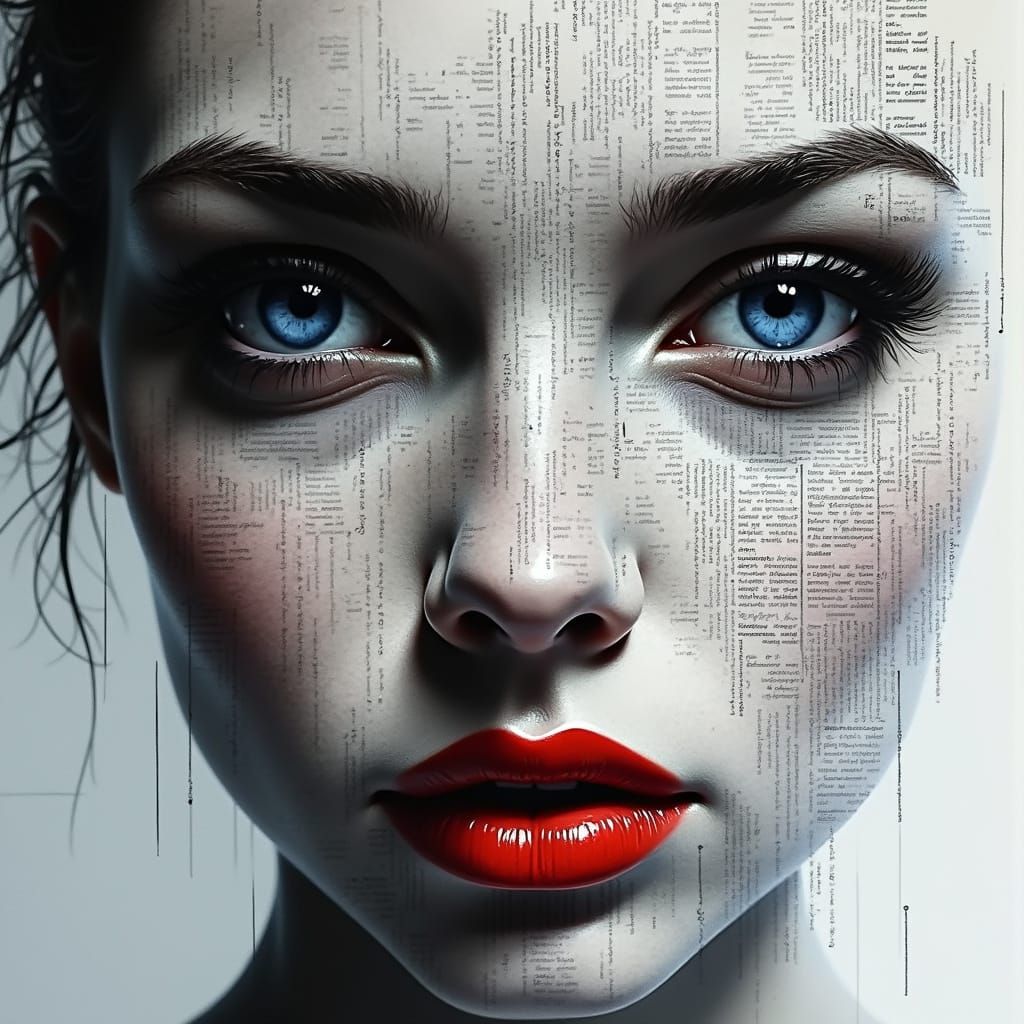 Abstract Portrait of Silent Suffering in Black and White