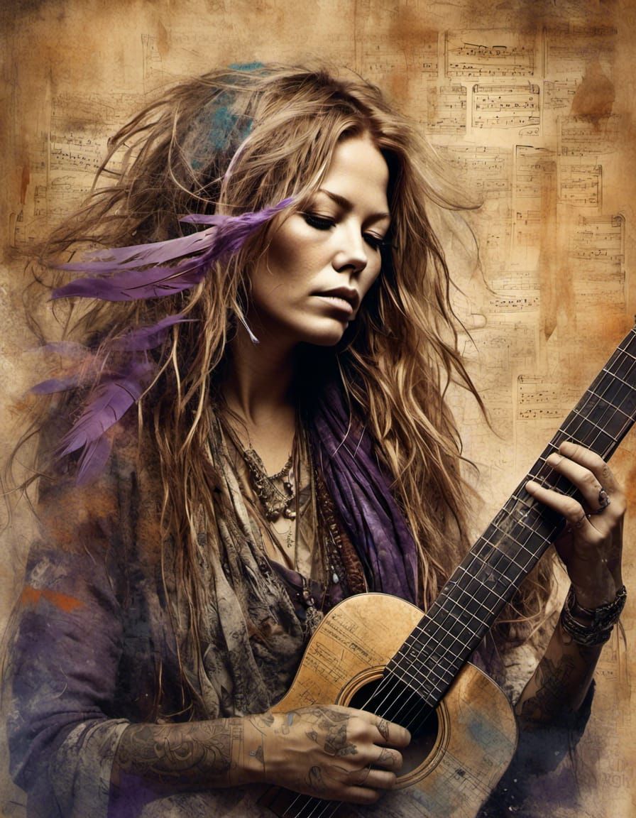 Janis Joplin Surreal Double Exposure Portrait