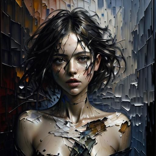 Palette Knife Oil Painting in Mosaic Art Style