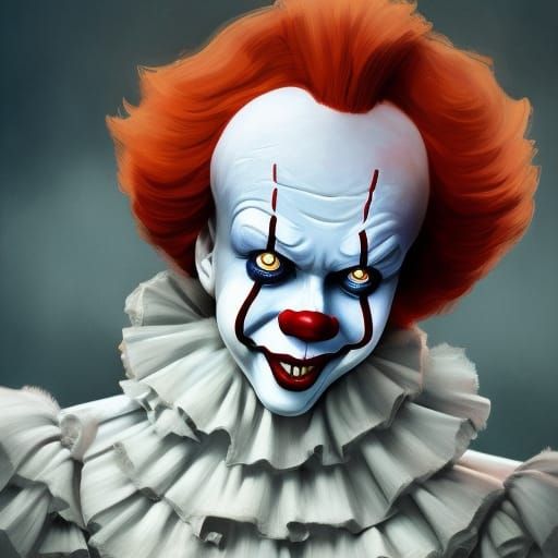 Detailed Portrait of Pennywise in Art Nouveau Style