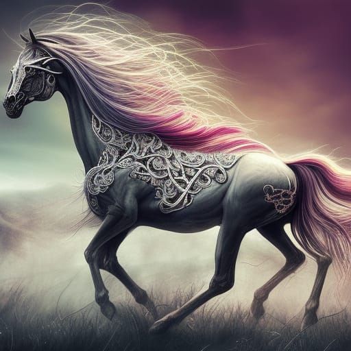 Spirit Horse in Cosmic Pastel Colors