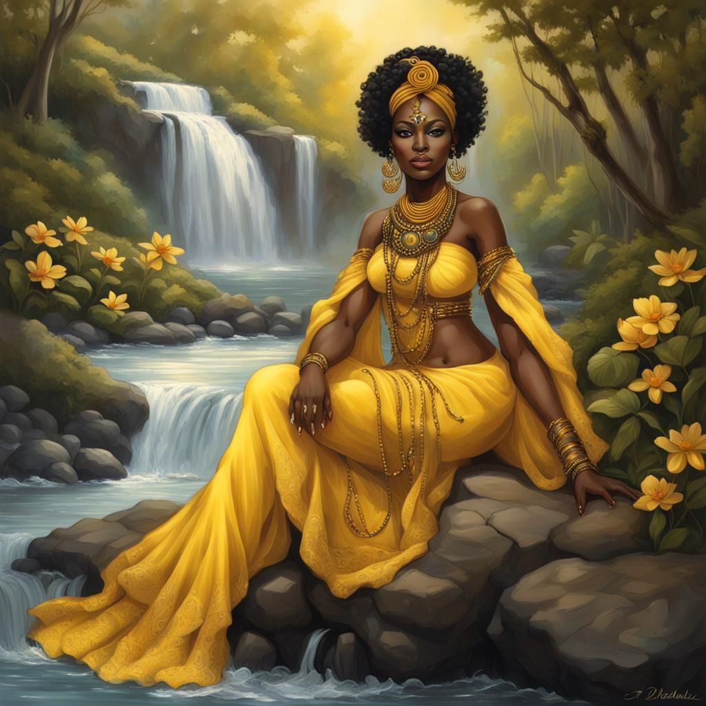 Oshun, Yoruba Goddess, in Pixar-Style 3D Rendering