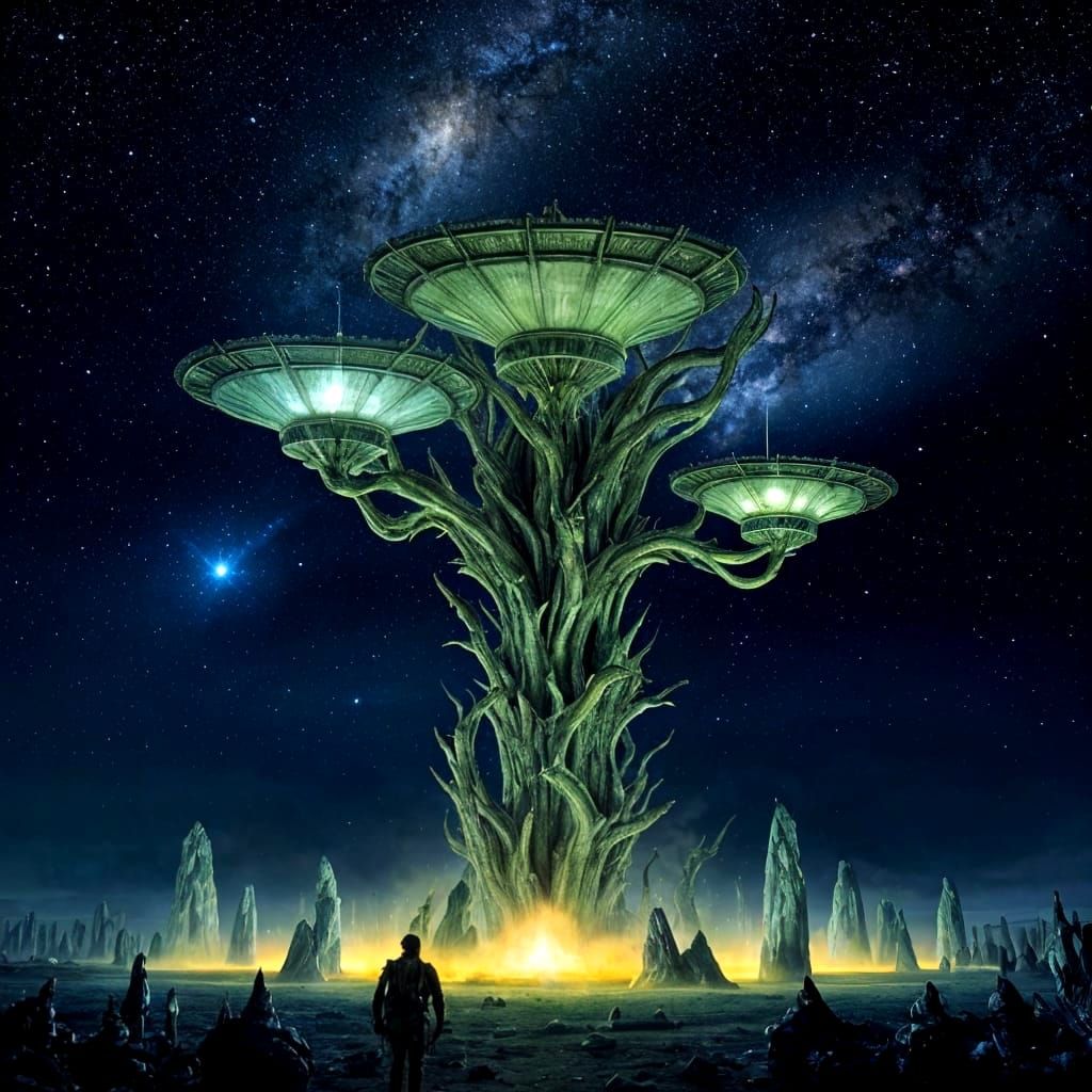 Cosmic Alien Fountains in Starry Universe