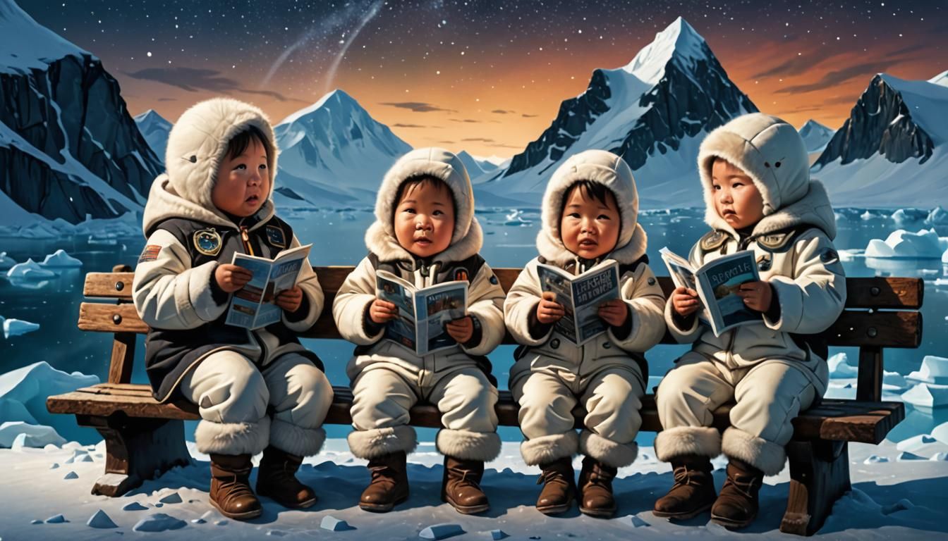 Inuit Babies in Antarctica: Detailed Matte Painting