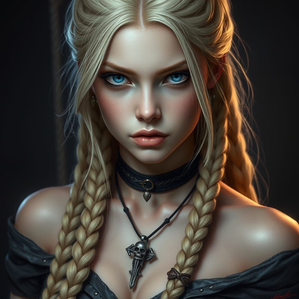 Female Warrior with Braided Hair in Fantasy Art