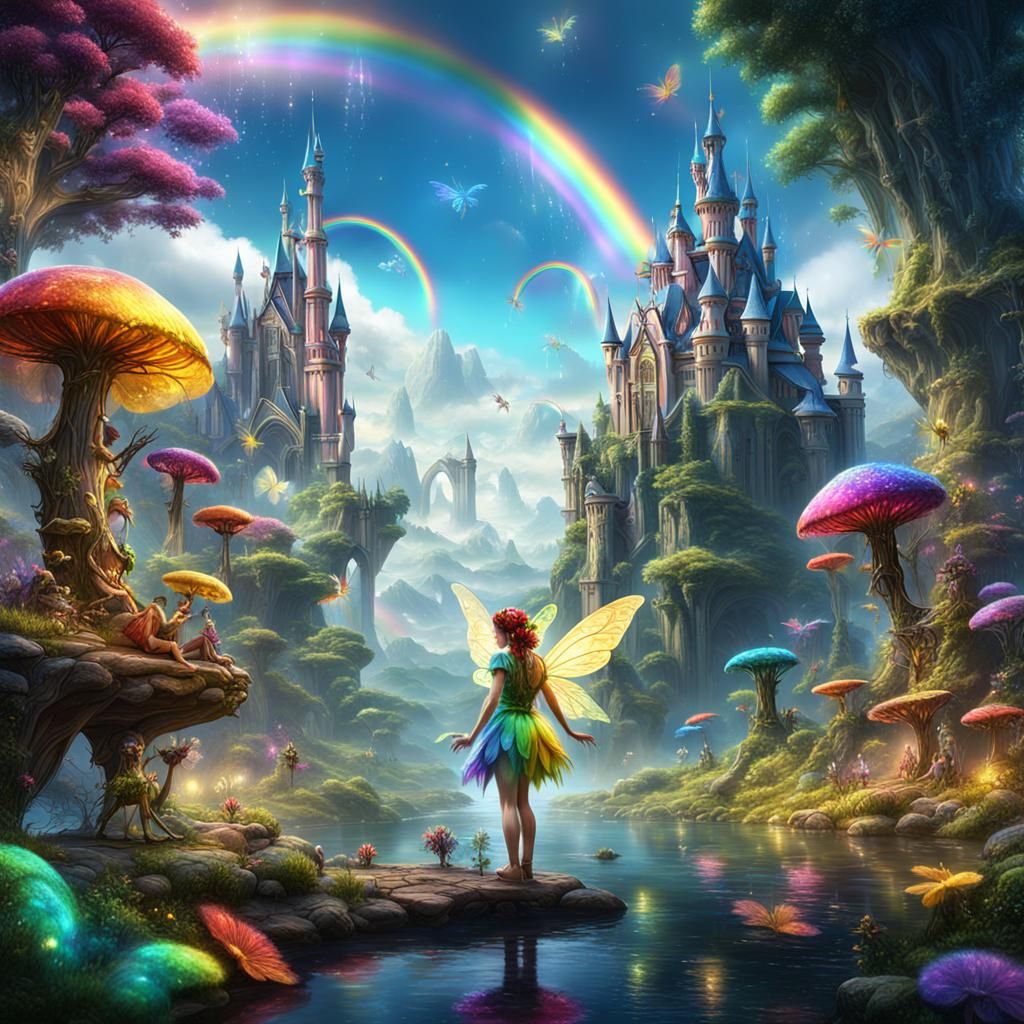 Magical Rainbow Fairies in Detailed Matte Painting