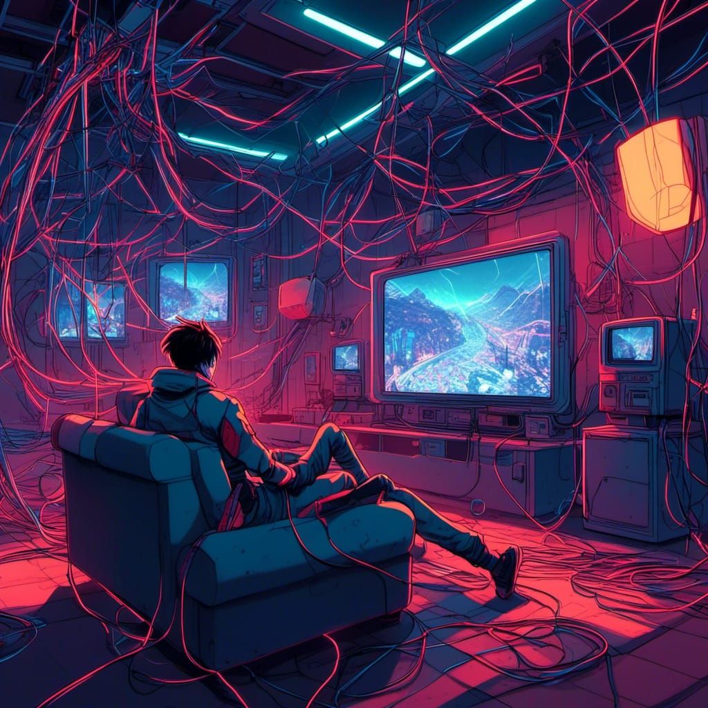 Cyberpunk Immersion: Sci-Fi Show in Neon-Lit Room