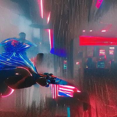Captain America in Cyberpunk 2099 Neon Style
