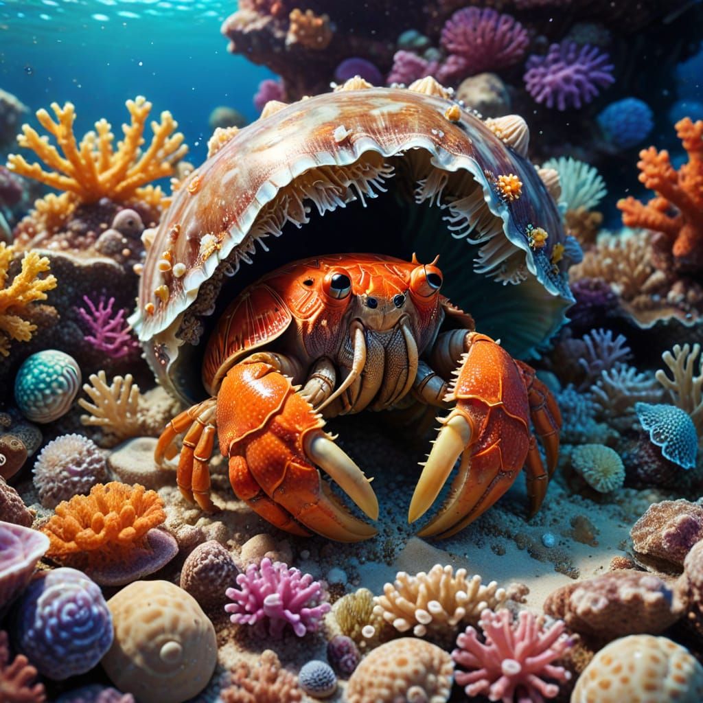 Kawaii Hermit Crab Finds New Home In Busy Reef