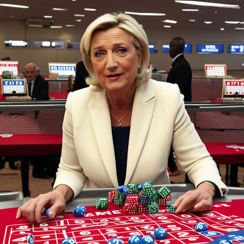 Marine Le Pen Playing Bingo Game