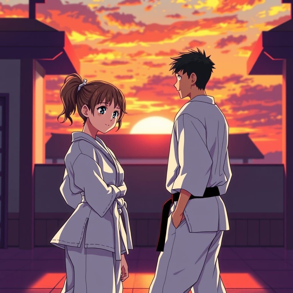 Anime Karate Girl Meets a Strong Boy