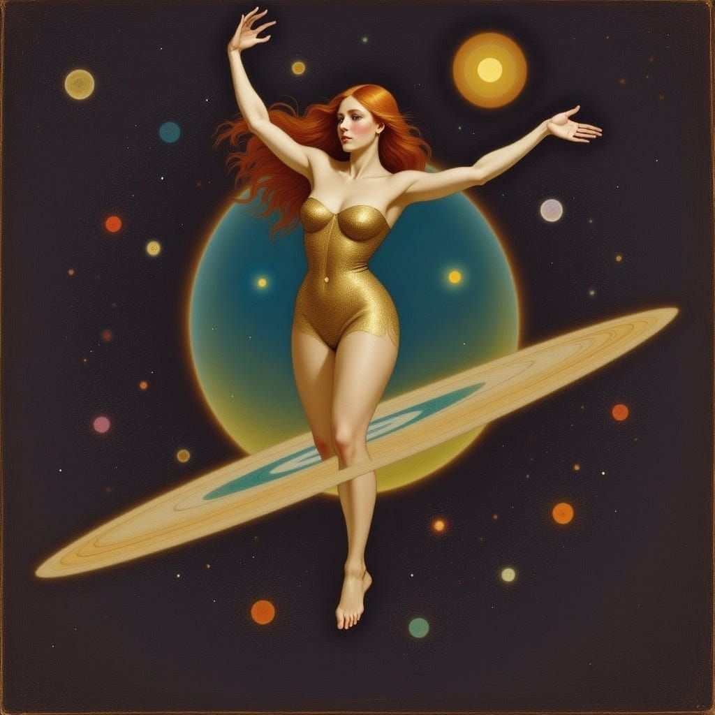 Ethereal Space Goddess in Neo-Romantic Style