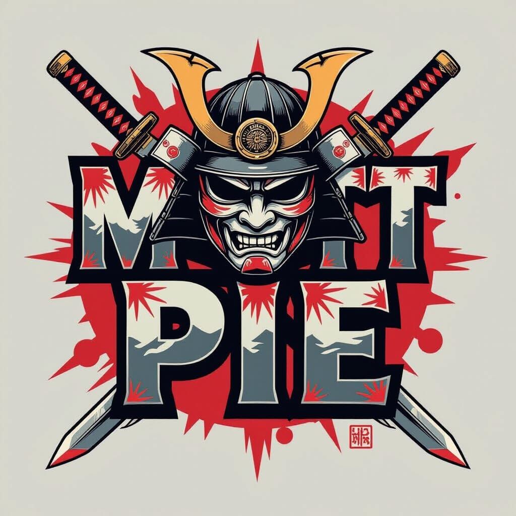 Matt Pie Text with Samurai Mask & Katanas